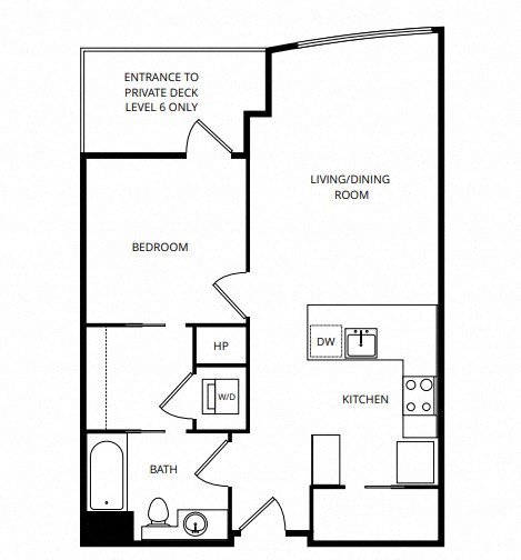 a floor plan of a 1 bedroom floor plan
